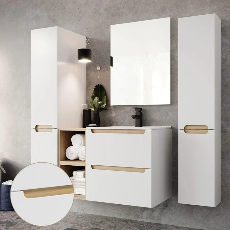 Lomadox Hängeschrank SOFIA-107 Badmöbel drehbar um 180° in Hochglanz weiß lackiert, : 30/60/22 cm – Bild 2