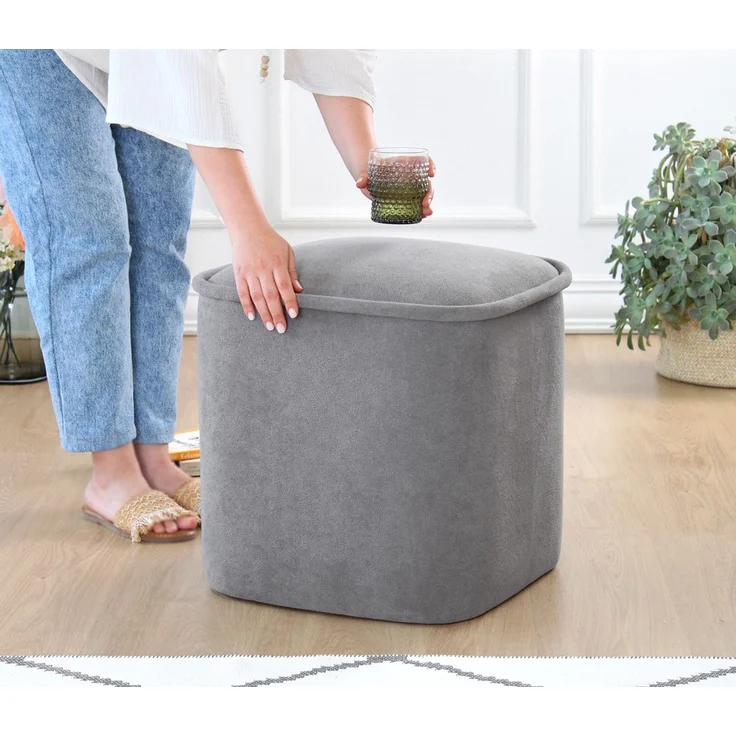 Hanah Home 'Dabin 8608 - Grey' Pouffe, Grau, 45 x 47 x 45 cm – Bild 3