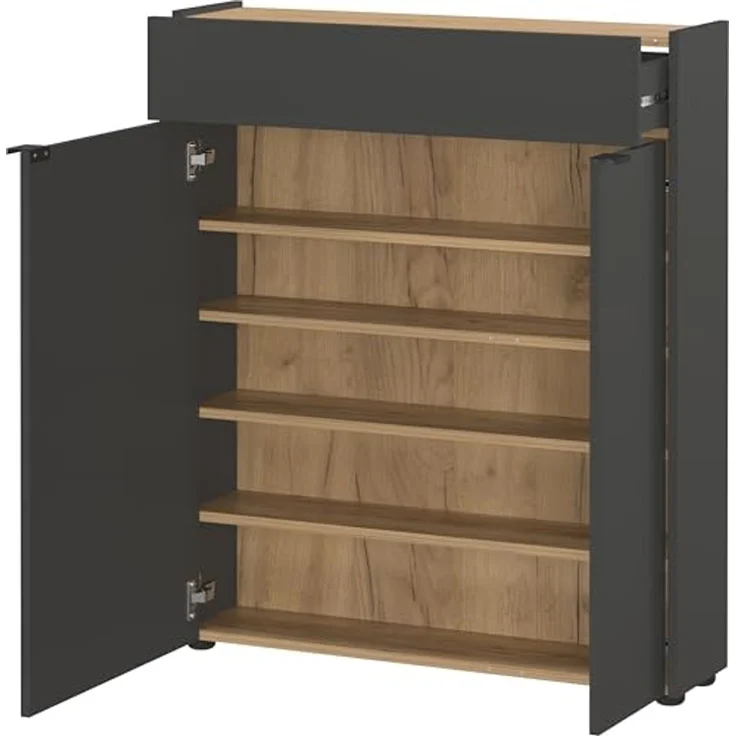 Germania Mehrzweckschrank 1319-549 GW-Ameca, in Graphit/Navarra-Eiche-Nb, mit Türdämpfung, 83 x 99 x 22 cm (BxHxT) – Bild 5