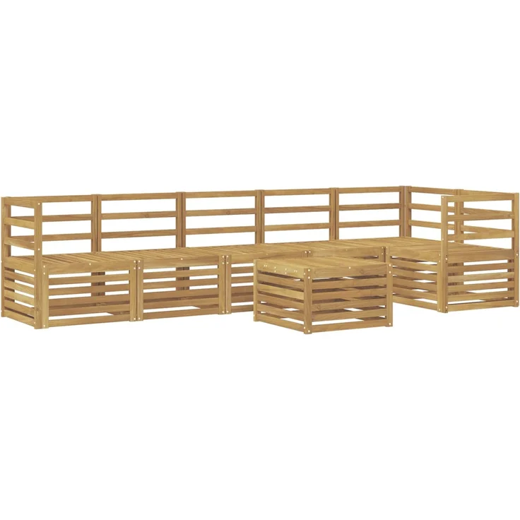 vidaXL Outdoor-Sofagarnitur 7 stk. 6-Sitzer Weiß Massivholz Akazie 3391934 – Bild 2
