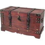 HMF Schatzkiste Schatztruhe Frankreich aus Holz mit dekorativem Metallschloss, handgefertigte Holztruhe 50 x 25 x 28 cm