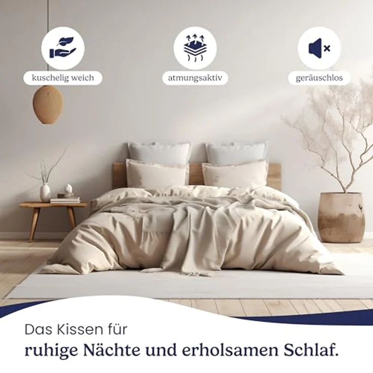 Gentle North Kopfkissen (60x60 cm groß) - 4er Set Kissen für Bett und als Dekokissen - Mit Reißverschluss für Füllung - Sofakissen - Zierkissen für Couch und Sofa - Ökotex - Waschbar bis 60° - Weiß – Bild 3