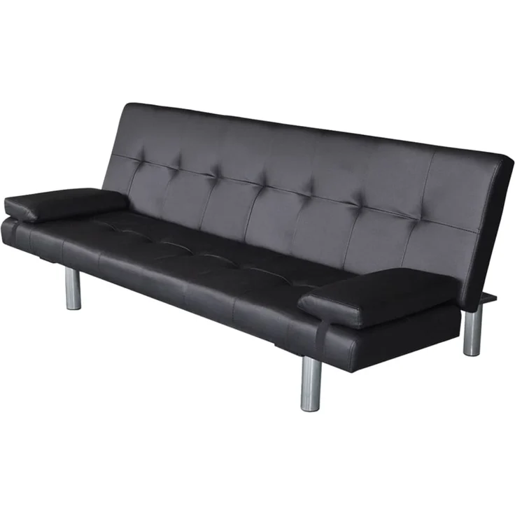 vidaXL Schlafsofa mit zwei Kissen, Kunstleder, Verstellbar, Schwarz, 66 x 77 x 168 cm – Bild 3