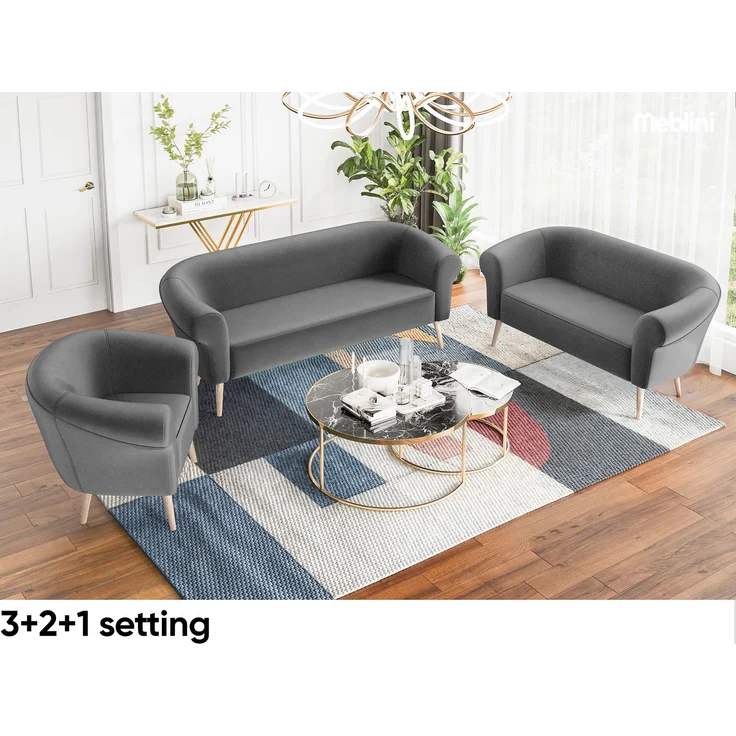 MEBLINI Mini Sofa 2-Sitzer für Wohnzimmer - Mini Lounge für zwei Personen - Küchensofa - Sofa Klein - EMILIA - 2 - Dunkelgrau Samt – Bild 6