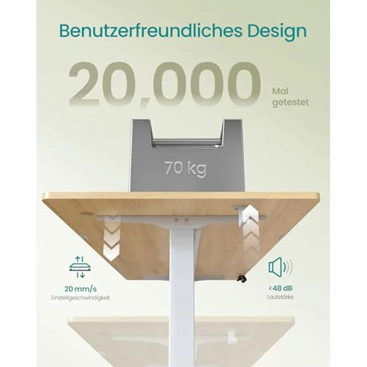 SONGMICS Höhenverstellbarer Schreibtisch elektrisch, 120x60 cm, Memory-Funktion mit 4 Höhen, USB-C-Anschluss, goldeichenfarben LSD132YA01 – Bild 8
