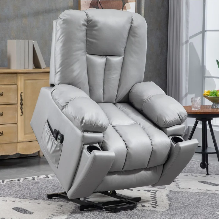 DESVIAE Sessel mit Aufstehhilfe und Massage 94x106x96 cm Metall Dunkelgrau – Bild 2