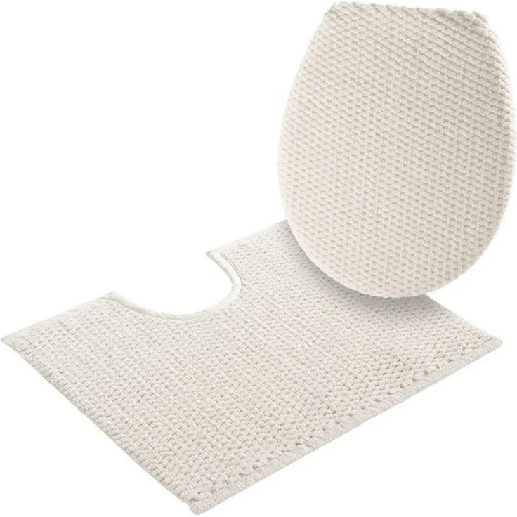 OTTO home Badematte Dalia, Badvorleger, Badezimmer Teppich, Höhe 4 mm, fußbodenheizungsgeeignet, strapazierfähig, Baumwolle, 2-tlg. Stand-WC Set, Baumwolle, Badteppich, Badematten auch als 2-teiliges Set erhältlich – Bild 4