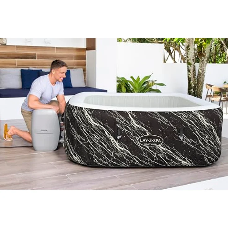 Bestway LAY-Z-SPA® Hollywood AirJet™ LED-Whirlpool für 6 Personen, 180 x 180 x 66 cm, Marmor-Optik (Marquinia), 778 l Wasserkapazität, automatisches Heizen bis 40 °C – Bild 10