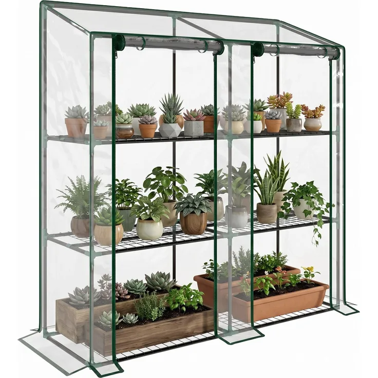 Outsunny Gewächshaus, Stahl, Kunststoff, Transparent, 143L x 46B x 151H cm