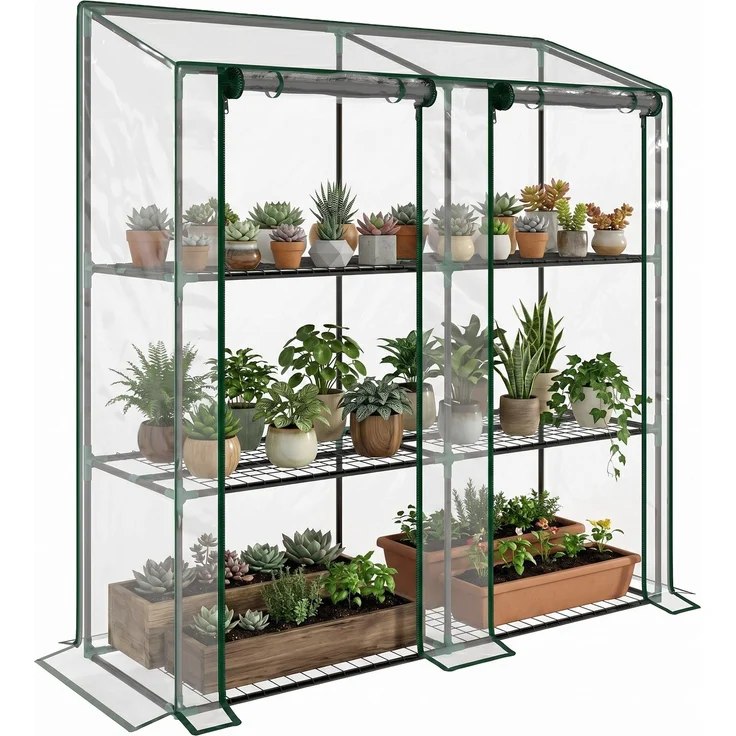 Outsunny Gewächshaus, Stahl, Kunststoff, Transparent, 143L x 46B x 151H cm – Bild 1