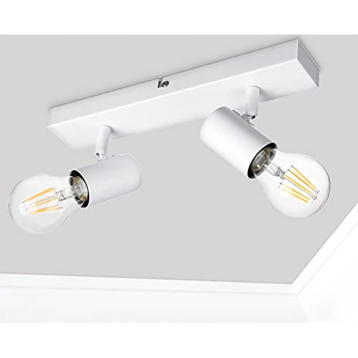 Dehobo Deckenlampe E27 Weiß, Deckenleuchte 2 Flammig, LED Decken Strahler Modern, Retro deckenleuchten Lampe e27 für Schlafzimmer Wohnzimmer Korridor Küche, Nein Leuchtmittel, Max. 60W – Bild 2