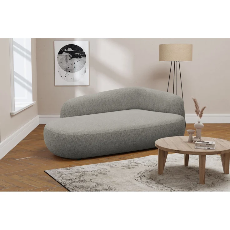 DOMO. collection Recamiere 700013, Liege mit Zierkissen, oval, Füße mit Filzgleitern, Chaiselongue, Sofa, Polstergarnitur, 183 x 105 x 75 (BxTxH), grau – Bild 12