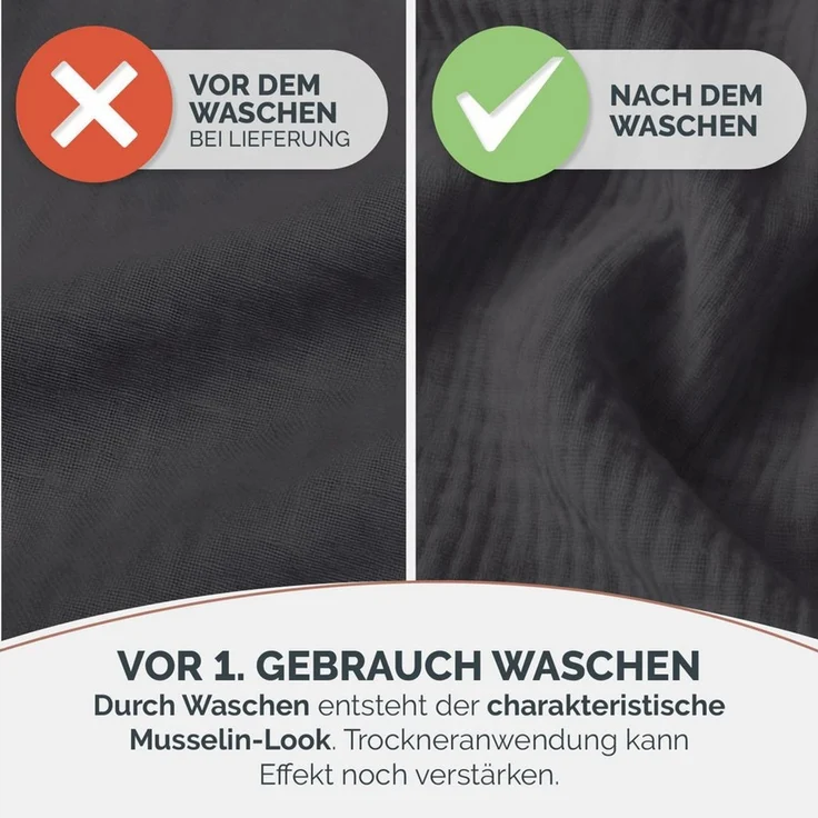 Blumtal Tagesdecke Baumwolle 200x230 cm - Musselin Decke Oeko-TEX zert. - Bettüberwurf 200x230 - Couch Überwurf - leichte Kuscheldecke Baumwolle 100% - Decke Wohnzimmer Sofa - Bedspread Anthrazit – Bild 3