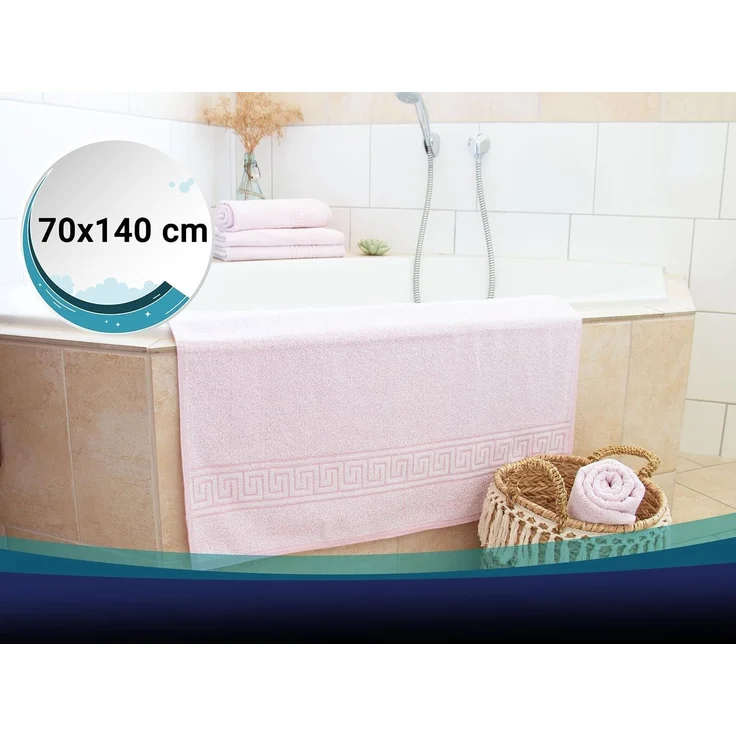 ZOLLNER 5er Set Duschtücher, 80% Baumwolle, 20% Polyester, 70x140 cm, rosa – Bild 4