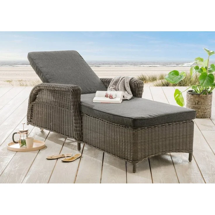 Destiny Gartenliege CASA, Aluminium, Polyrattan, m. Rollen und Auflage, 202x83x58cm, verstellbar – Bild 3