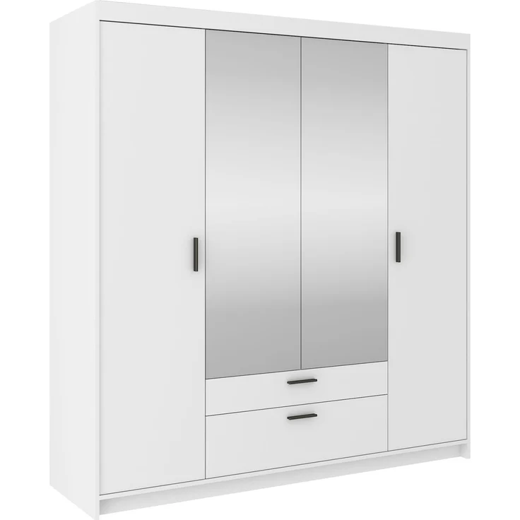 AX LIVING Weißer Kleiderschrank mit Spiegel Storicos 4T 176,3cm breit – Bild 1