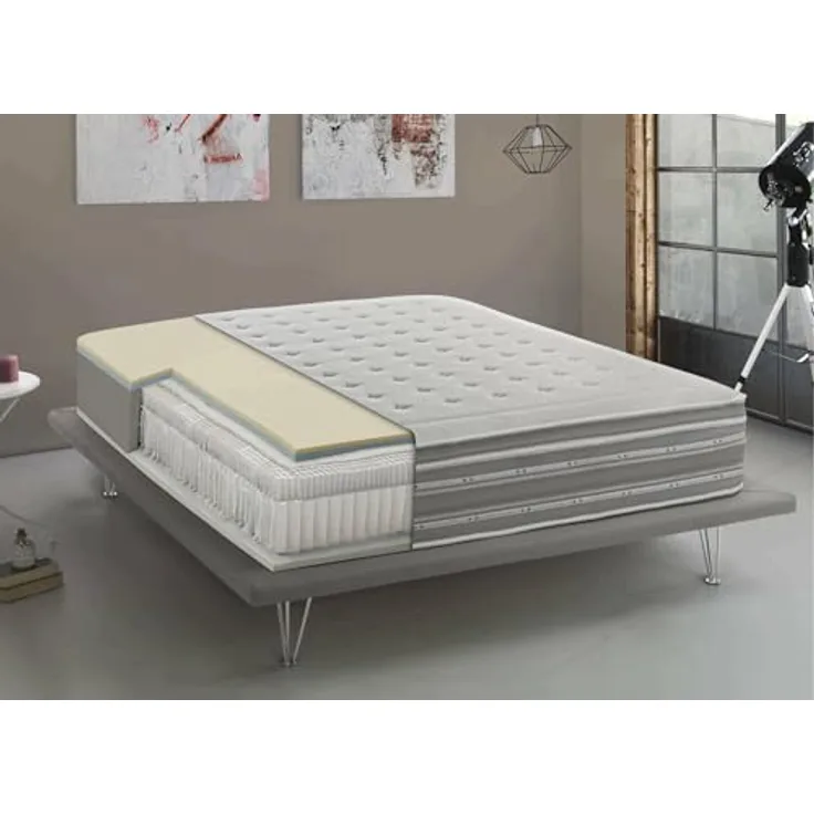 Talamo Italia - Sharon-Doppelmatratze, orthopädisch aus Memory-Schaum und Taschenmikrofedern, 100 % Made in Italy, milbenhemmend und hypoallergen, 160 x 190 x 37 cm