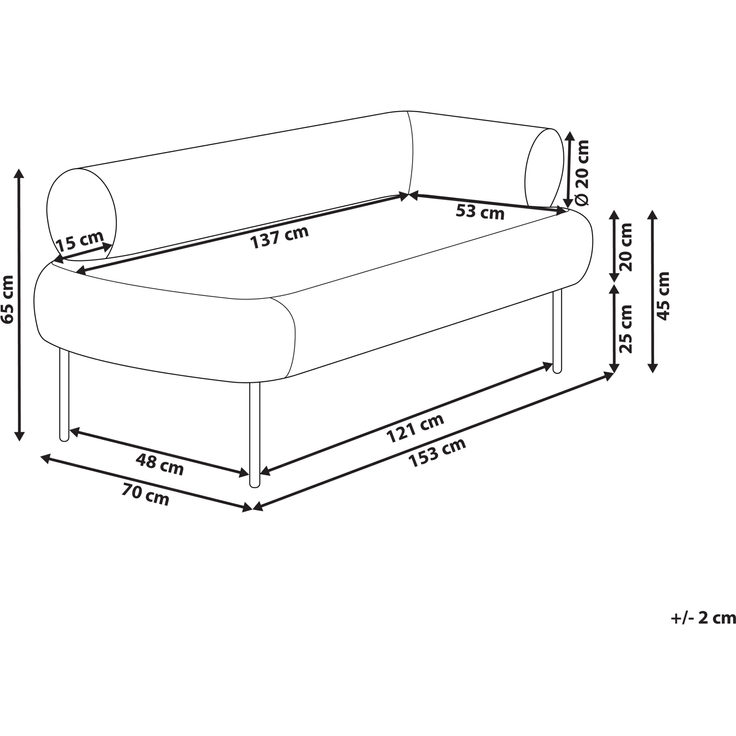 Rechtsseitige Chaiselongue MIRMANDE Stoff Hellbraun – Bild 2