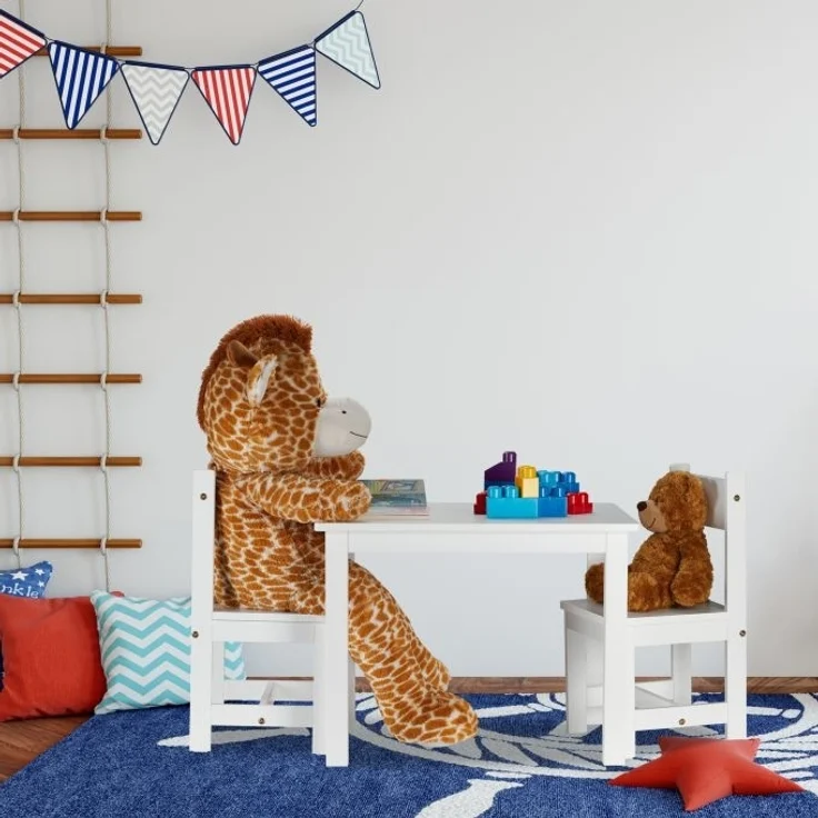Relaxdays Kindersitzgruppe mit 2 Stühlen, Holz MDF Weiß – Bild 5