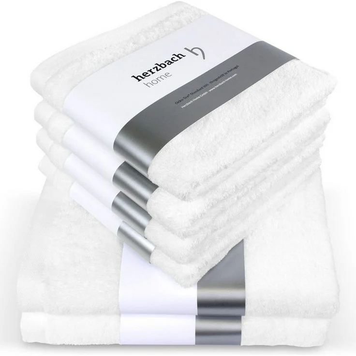 herzbach home Handtuch Set Pura, (6-St), 6er Set, 550g/m², Premium-Qualität, 100% Baumwolle, einfarbig – Bild 1