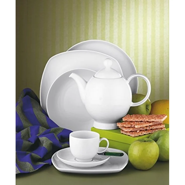 Seltmann Weiden Geschirr-Set Teller flach eckig 20 cm Lido weiss uni 00003 von Seltmann Weiden, Porzellan – Bild 5