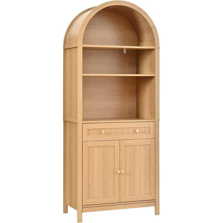 ZUBALIYA Aufbewahrungsschrank, mit Schubladen, mit Stauraum, H 180 × T 40 × B 76 cm, Natur, MDF / Spanplatte – Bild 12