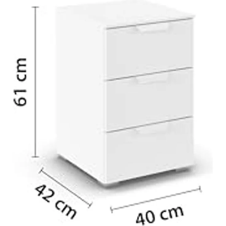 rauch Aditio Box, Nachttisch, 3 Schubladen, mit Softclose-Funktion, Farbe Weiß, BxHxT 40x61x42cm – Bild 3