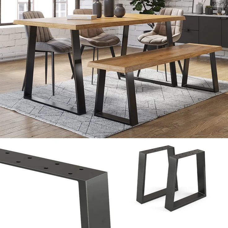 Tischbeine Schwarz 40 x 42 cm Trapezförmig Vicco – Bild 2