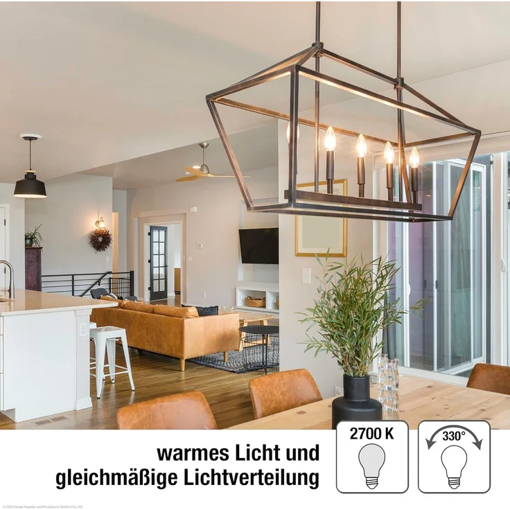 hellum LED Glühbirne E14 Kerzenlampe warmweiß, 3 Stück, 2,5W, E14 LED warmweiß mit 250 Lumen, Leuchtmittel ersetzt 25-Watt Glühbirne, C35, 2700 Kelvin matt, 220216 – Bild 3