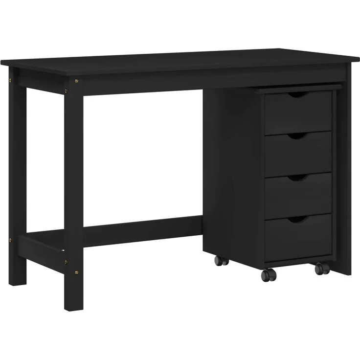 vidaXL Schreibtischschrank-Set 2 stk. Schwarz Massives Kiefernholz 3438773 – Bild 2