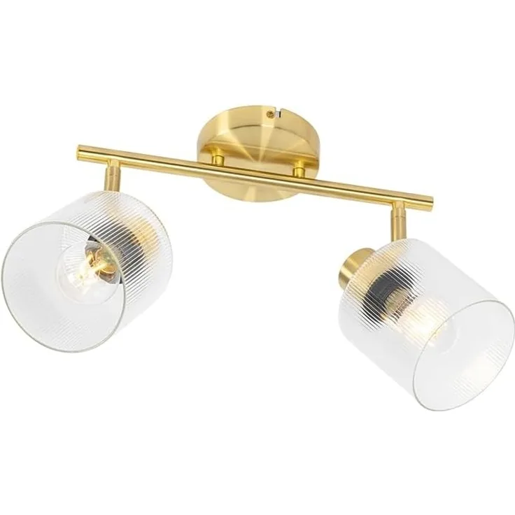 Qazqa LED Aufbaustrahler Laura, ohne Leuchtmittel, E27, Gold, Art Deco, Glas, 2-flammig