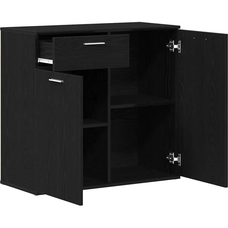 vidaXL Sideboard Schwarz Eichen-Optik 80x36x75 cm Holzwerkstoff 862010 – Bild 5