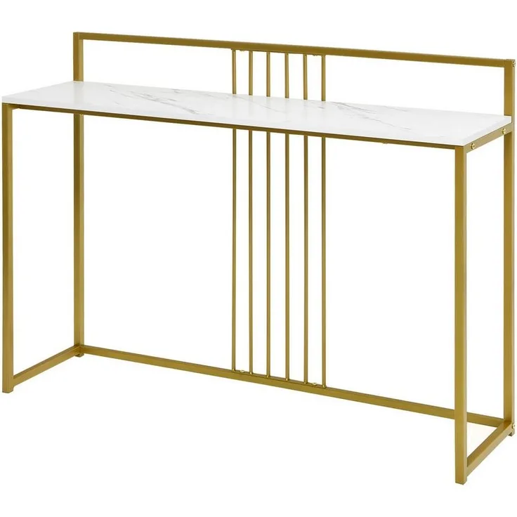 COSTWAY Konsolentisch, Marmoroptik, goldfarbenes Metallgestell, 120cm