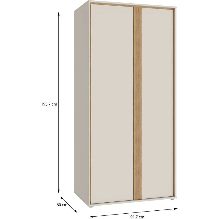 Drehtürenschrank >WEXLIN< 5 Böden, sandfarbig / Mauvella Eiche Dekor - 91,3x193,7x60cm (BxHxT) – Bild 7