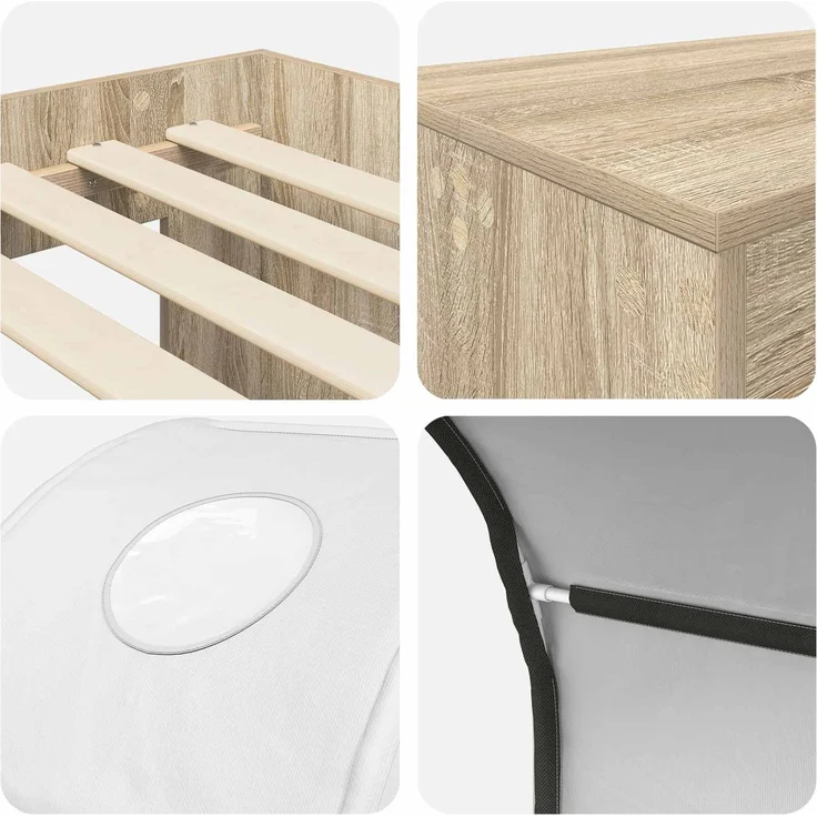 vidaXL Bett mit Tunnel 3 Stk. Artisian Eiche und Weiß Holzwerkstoff 3423521 – Bild 9