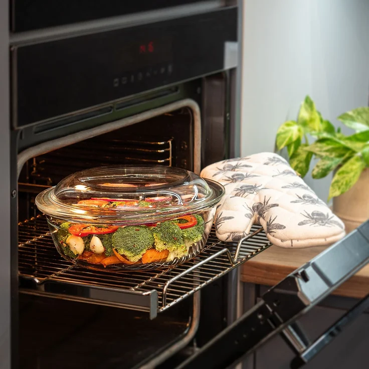 KADAX 2,2 l hitzebeständige Form mit Deckel, kleines, rundes Glas zum Backen – Bild 4