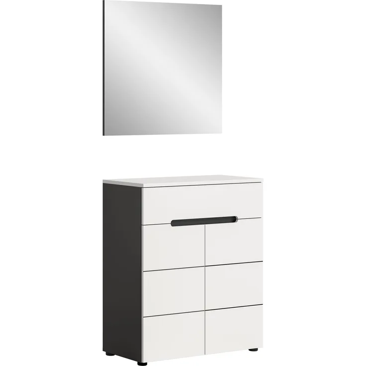 Garderobenkombination (B/H/T: 80x190x37 cm) in weiß Nachbildung
