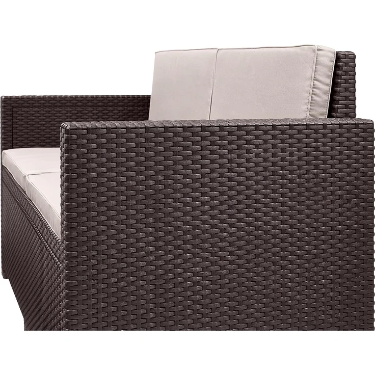 Allibert by Keter Gartenlounge Sofa Victoria, braun/taupe, 2-Sitzer, inkl. Sitz- und Rückenkissen, Kunststoff, flache Rattanoptik – Bild 3
