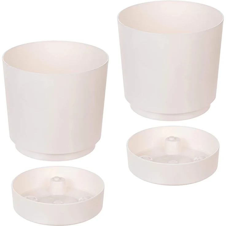 KADAX Blumentopf mit Untersetzer AURA 200, recycelt, cremefarben, 2er-Pack – Bild 6