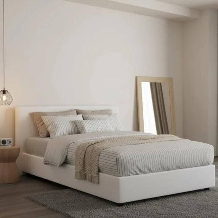 Talamo Italia - Gaia Doppelbett, Bettkasten mit Stoffbezug, 100 % Made in Italy, seitliche Öffnung, inklusive Matratze 120 x 190 cm, Weiß