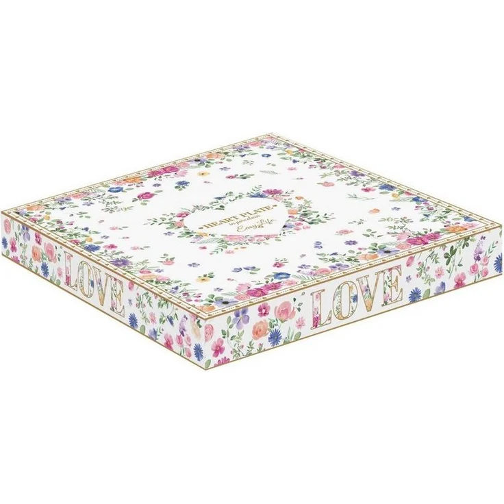 EasyLife Servierteller Mon Amour, Porzellan, Spülmaschinengeeignet, Mehrfarbig, Motiv: Herzen & Blumen, Höhe: 2cm – Bild 1