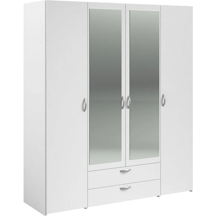 Daily 3 Kleiderschrank 4-türig Weiß mit Spiegel 160x185x51 – Bild 4