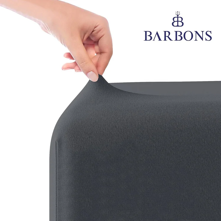 BARBONS Spannbettlaken 160x200 cm – 100% Baumwolle Oeko-TEX Zertifiziert Bettlaken Jersey Spannbetttuch Matratzenhöhe bis 25 cm Dunkelgrau - 160x200 – Bild 2