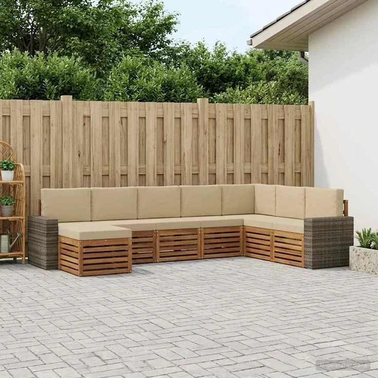vidaXL Outdoor-Sofagarnitur 8 stk. 8-Sitzer Natur und Beige 3384729 – Bild 1