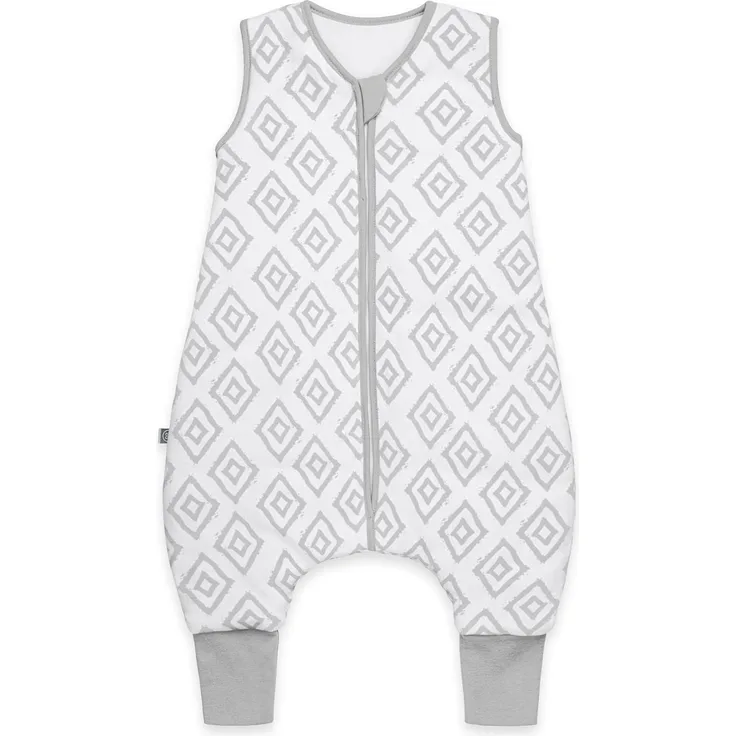 emma & noah Premium Baby Schlafsack mit Füßen Ganzjahr, Bequem & Atmungsaktiv, 100% Bio-Baumwolle, OEKO-TEX Zertifiziert, Flauschig, Bewegungsfreiheit, 2.5 TOG (Rauten Grau, 70 cm)