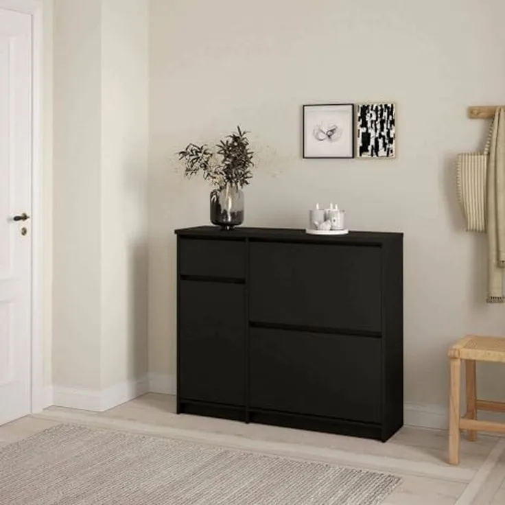 Dmora - Schuhschrank Maxime, Schuhregal, Mehrzweck-Eingangsgarderobe, Möbel für Schuhe, 109x32 h93 cm, Schwarz