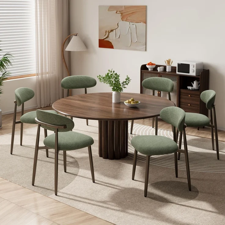 MALOL Esszimmerstühle 6er Set, Polsternder Stühle Esszimmer, Esstisch Stühle mit geschwungener Rückenlehne & Metallfüßen, Moderne Küchenstühle, Stoffstühle für Küche, Wohnzimmer und Gastronomie,Grün