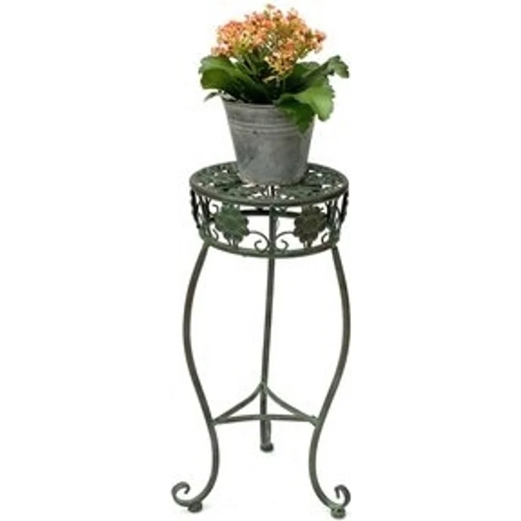 Blumenhocker Metall Grün Rund 60 cm Blumenständer 96008 M Blumensäule Antik Pflanzenständer Pflanzenhocker Vintage – Bild 6