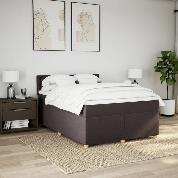vidaXL Boxspringbett mit Matratze Dunkelbraun 140x190 cm Stoff 3288992 – Bild 4