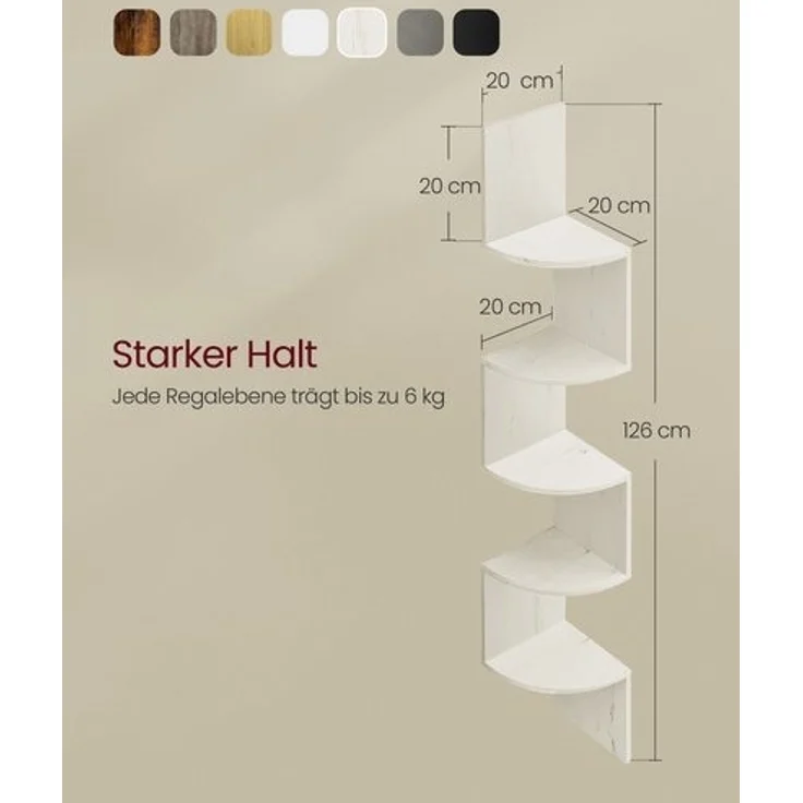 Vasagle Eckregal, Wandregal 5 Ebenen, Schweberegal für Bücher, Bücherregal, Pflanzenregal für Schlafzimmer, Wohnzimmer, Badezimmer, Homeoffice, vintageweiß，LBCDE072W02 – Bild 4